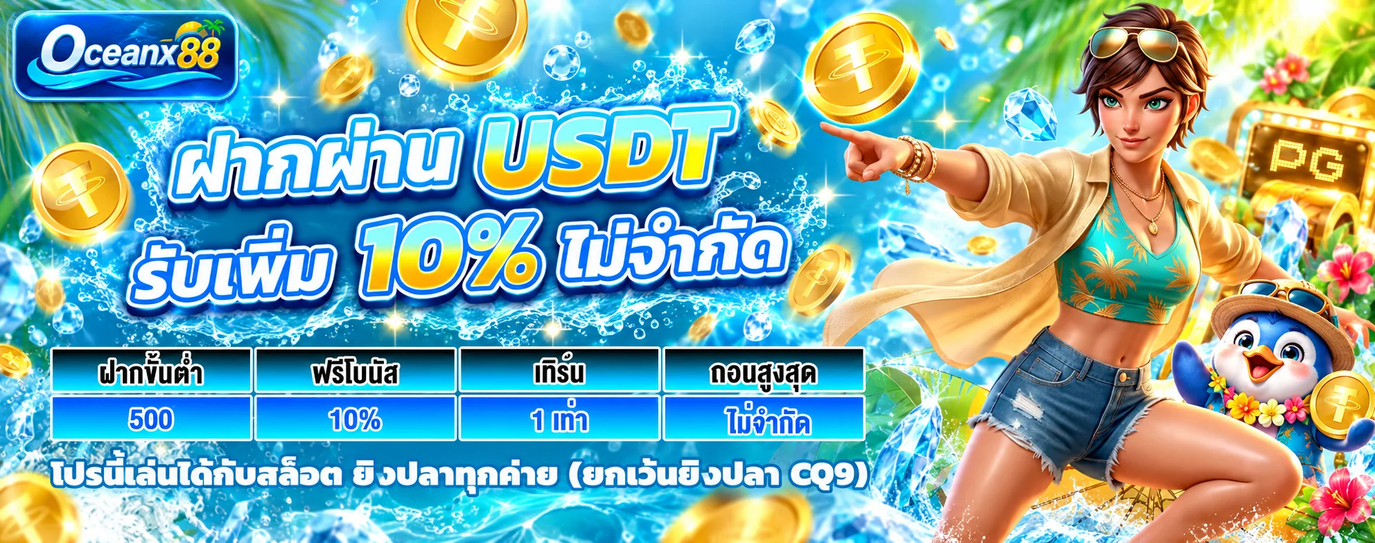 ฝากถอน USDT กับ Oceanx88